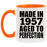 67th Birthday Made In 1957 Aged to Perfection - 11oz Accent Mug Orange
