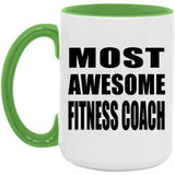 Most Awesome Fitness Coach - 15oz Accent Mug Green