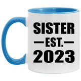 Sister Established EST. 2023 - 11oz Accent Mug Blue