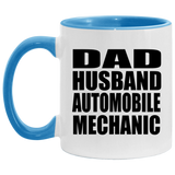 Dad Husband Automobile Mechanic - 11oz Accent Mug Blue
