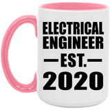 Electrical Engineer Established EST. 2020 - 15oz Accent Mug Pink