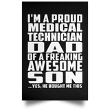 Proud Medical Technician Dad Of Awesome Son - Poster Portrait