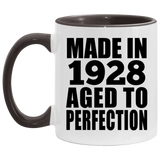 96th Birthday Made In 1928 Aged to Perfection - 11oz Accent Mug Black