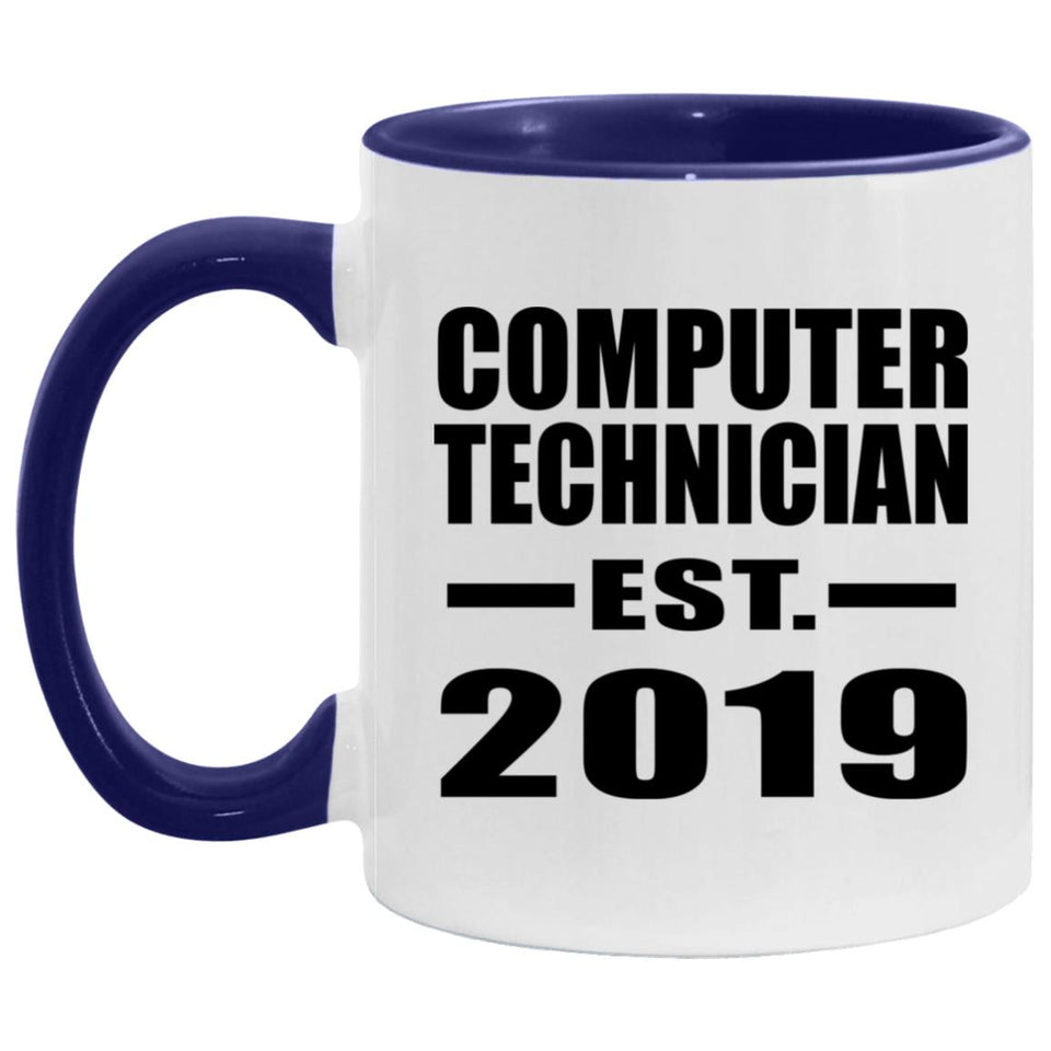 Computer Technician Established EST. 2019 - 11oz Accent Mug Purple
