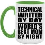 Technical Writer By Day World's Best Mom By Night - 15oz Accent Mug Green