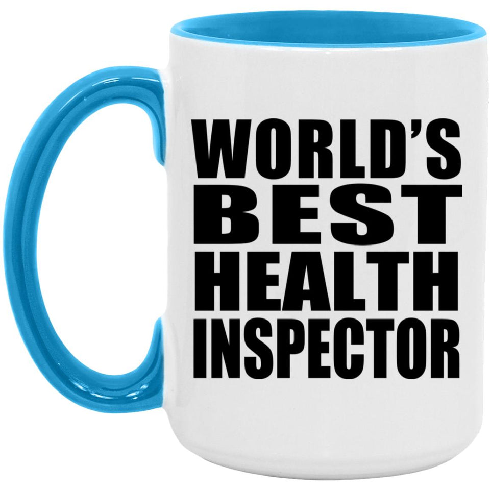 World's Best Health Inspector - 15oz Accent Mug Blue