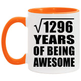 36th Birthday Square Root of 1296 Years of Being Awesome - 11oz Accent Mug Orange