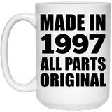 27th Birthday Made in 1997 All Parts Original - 15oz Coffee Mug