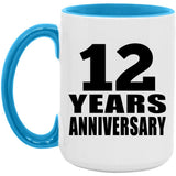 12th Anniversary 12 Years - 15oz Accent Mug Blue
