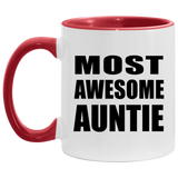 Most Awesome Auntie - 11oz Accent Mug Red
