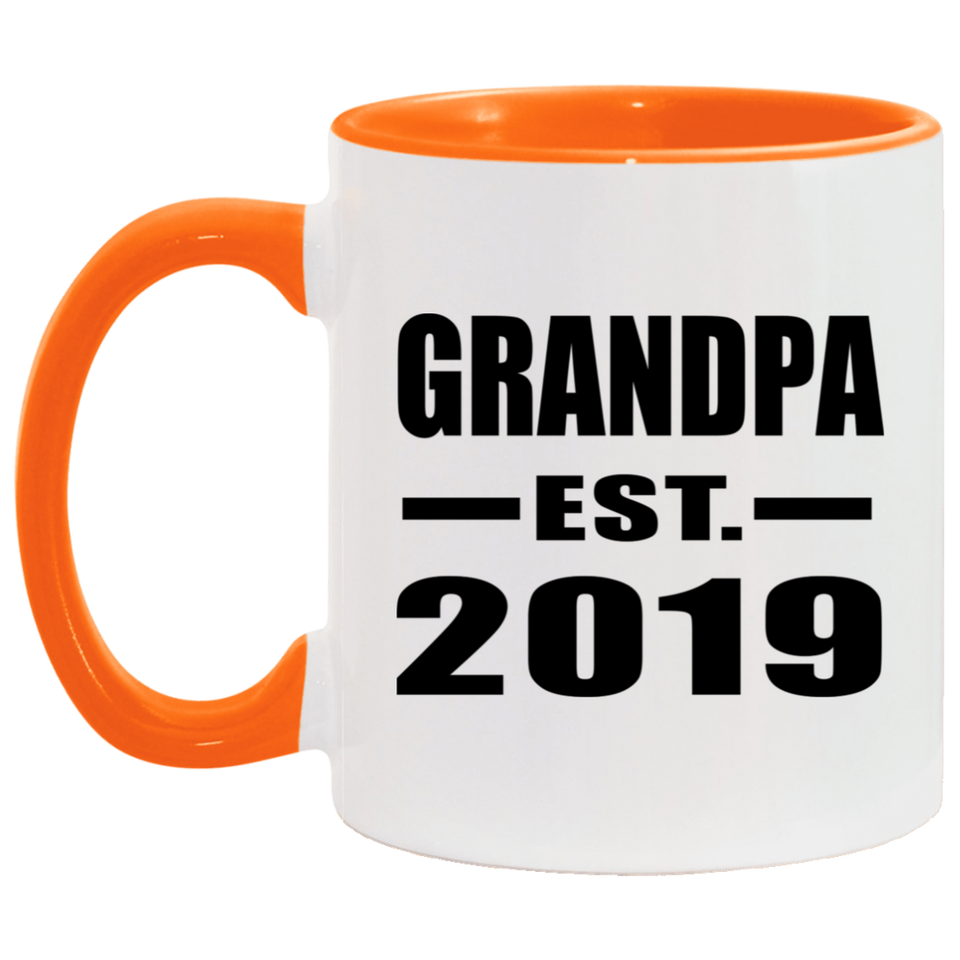 Grandpa Established EST. 2019 - 11oz Accent Mug Orange