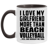 I Love My Girlfriend More Than Beach Volleyball - 11oz Accent Mug Black