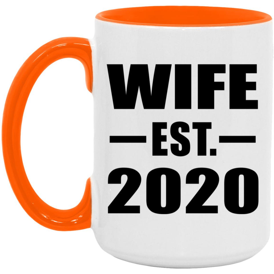 Wife Established EST. 2020 - 15oz Accent Mug Orange