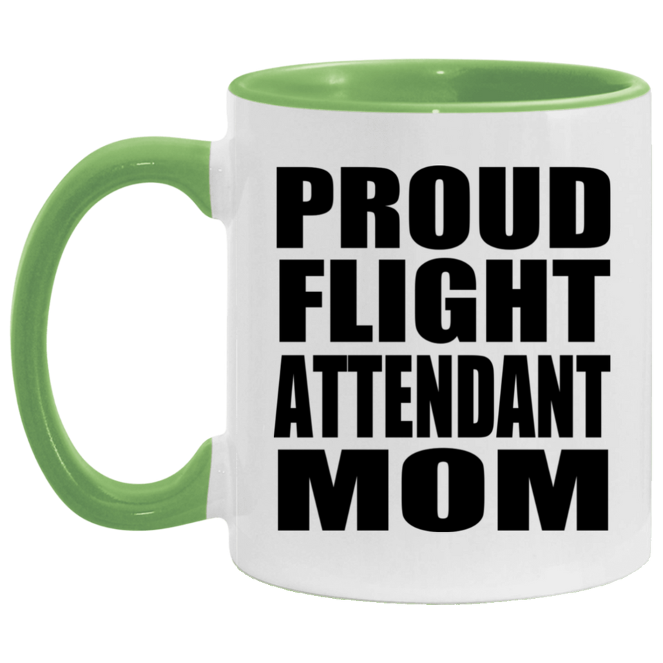 Proud Flight Attendant Mom - 11oz Accent Mug Green