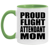 Proud Flight Attendant Mom - 11oz Accent Mug Green