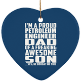 Proud Petroleum Engineer Dad Of Awesome Son - Heart Ornament