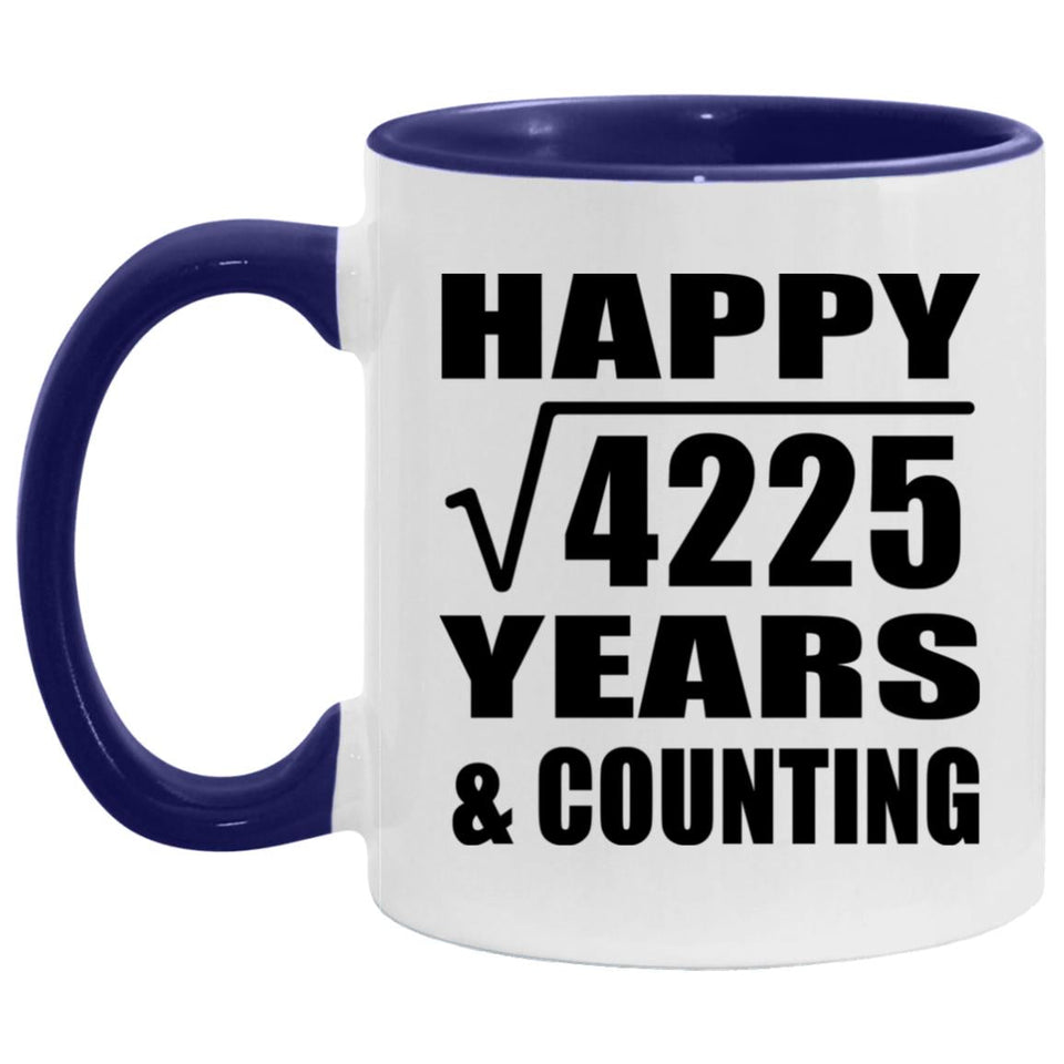 Happy 65th Anniversary Square Root of 4225 Years & Counting - 11oz Accent Mug Purple