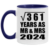 19th Anniversary Square Root of 361 Years As Mr & Mrs 2024 - 11oz Accent Mug Purple