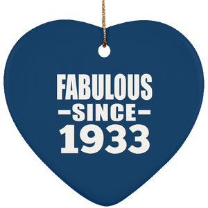 91st Birthday Fabulous Since 1933 - Heart Ornament