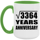 58th Anniversary Square Root of 3364 Years Anniversary - 15oz Accent Mug Green