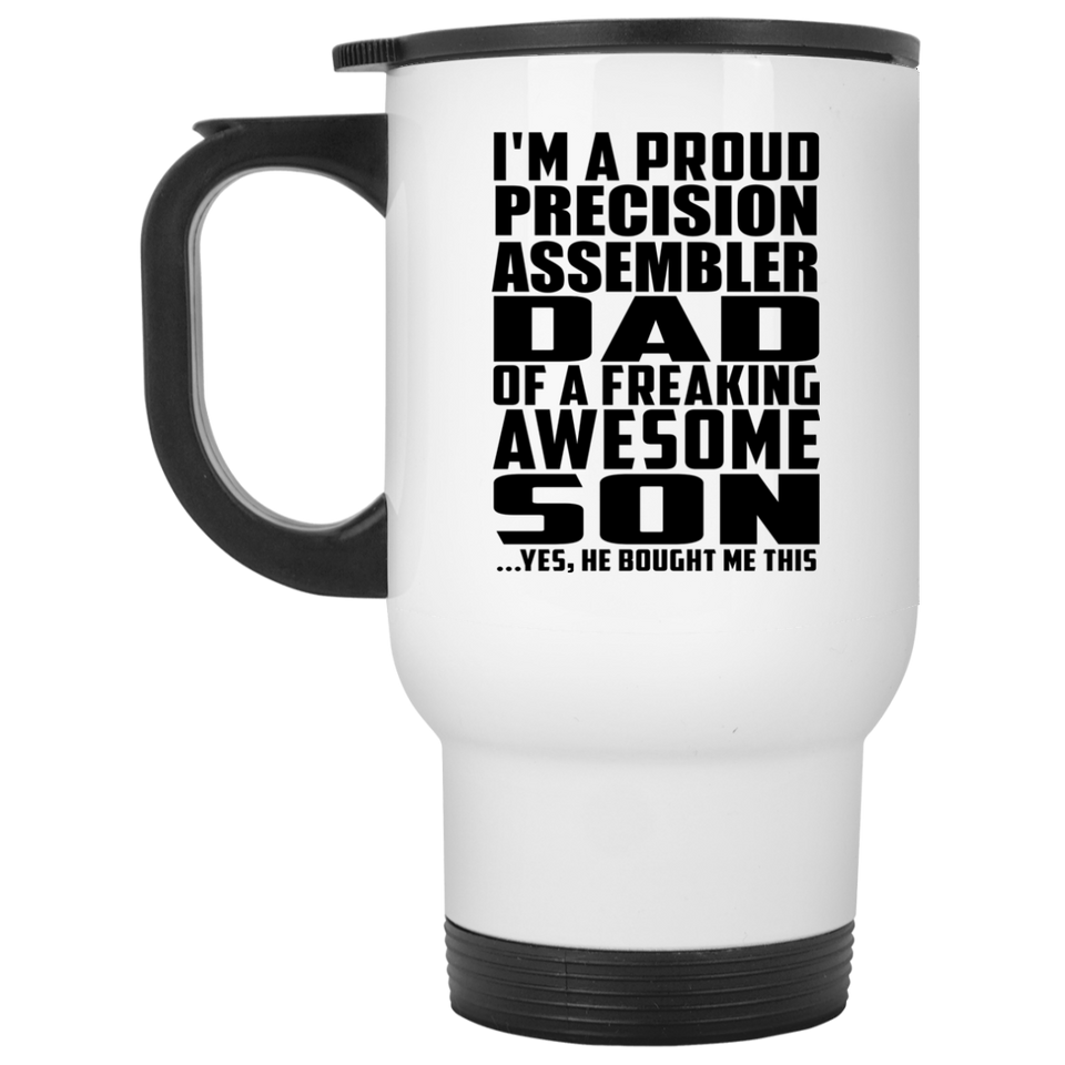 Proud Precision Assembler Dad Of Awesome Son - White Travel Mug