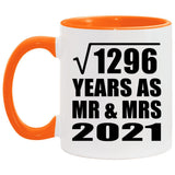 36th Anniversary Square Root of 1296 Years As Mr & Mrs 2021 - 11oz Accent Mug Orange