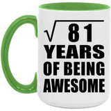 9th Birthday Square Root of 81 Years of Being Awesome - 15oz Accent Mug Green