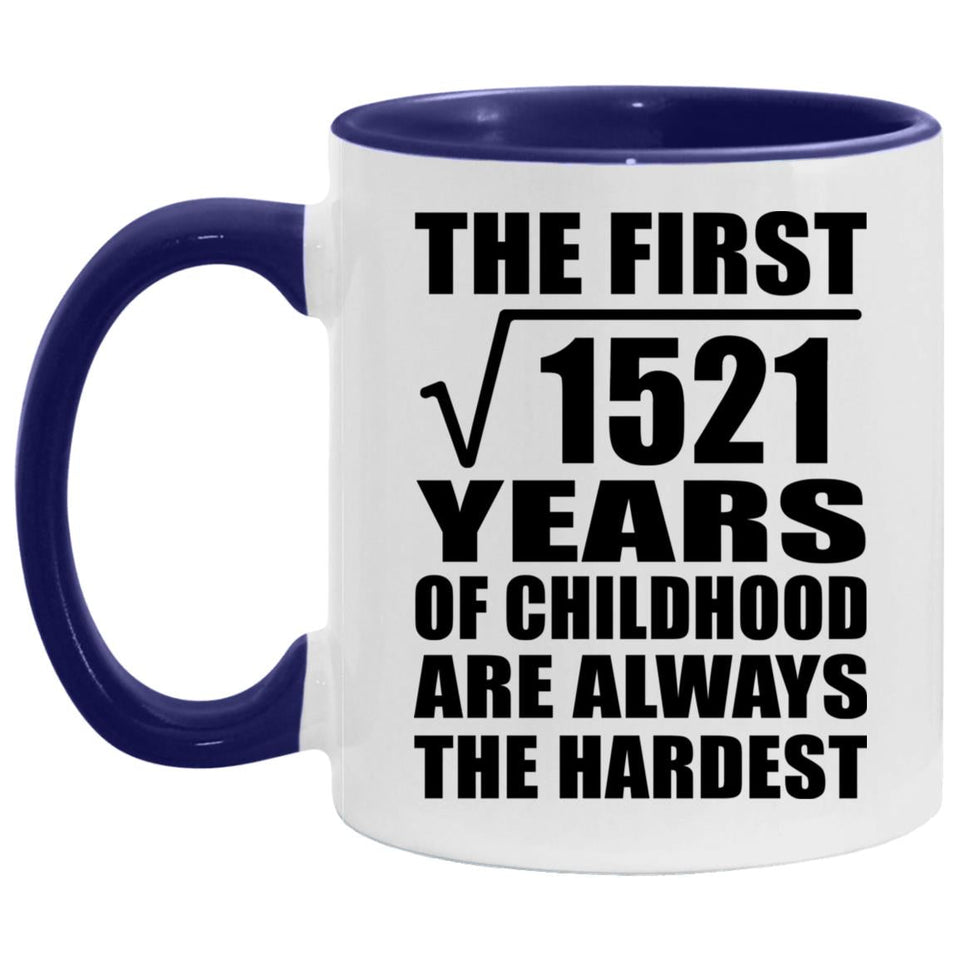39th Birthday Square Root Of 1521 Years Of Childhood - 11oz Accent Mug Purple
