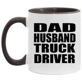 Dad Husband Truck Driver - 11oz Accent Mug Black