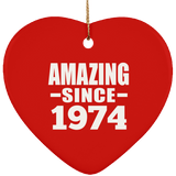 50th Birthday Amazing Since 1974 - Heart Ornament