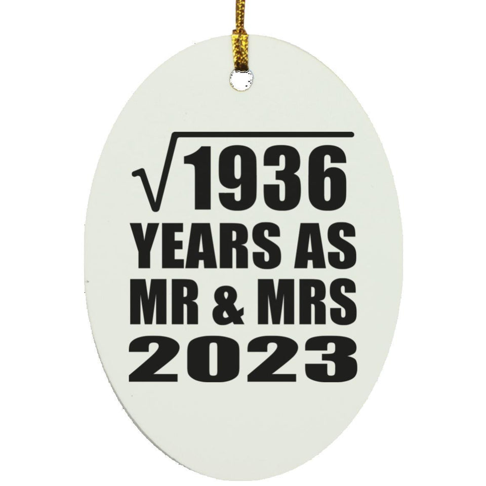 44th Anniversary Square Root of 1936 Years As Mr & Mrs 2023 - Oval Ornament