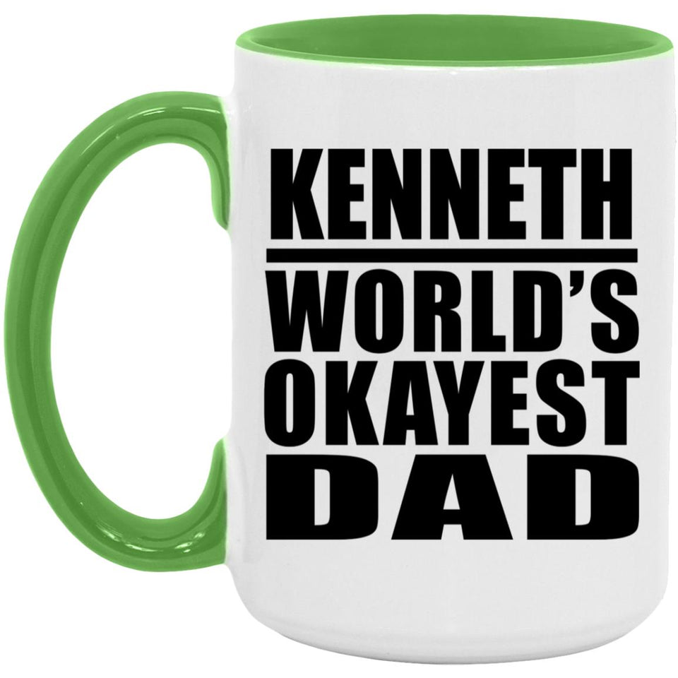 Kenneth World's Okayest Dad - 15oz Accent Mug Green