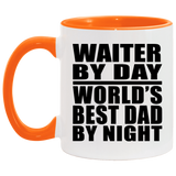 Waiter By Day World's Best Dad By Night - 11oz Accent Mug Orange