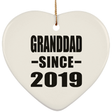 Granddad Since 2019 - Heart Ornament