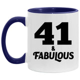 41st Birthday 41 & Fabulous - 11oz Accent Mug Purple