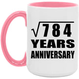28th Anniversary Square Root of 784 Years Anniversary - 15oz Accent Mug Pink