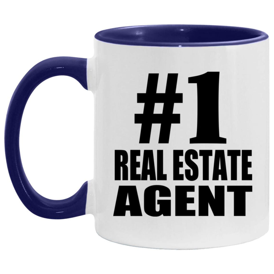 Number One #1 Real Estate Agent - 11oz Accent Mug Purple