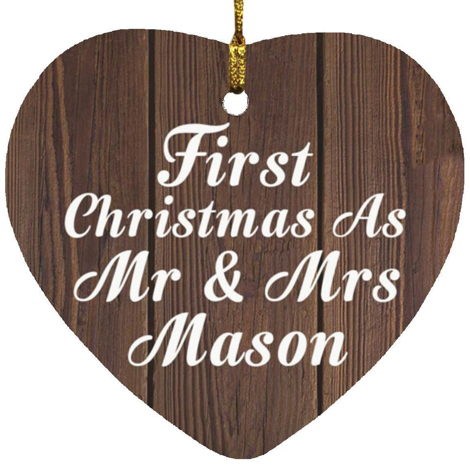 First Christmas As Mr & Mrs Mason - Heart Ornament D