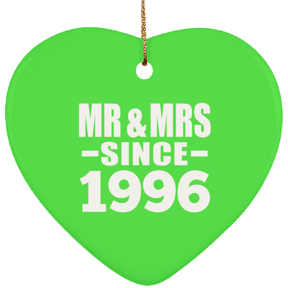 28th Anniversary Mr & Mrs Since 1996 - Heart Ornament