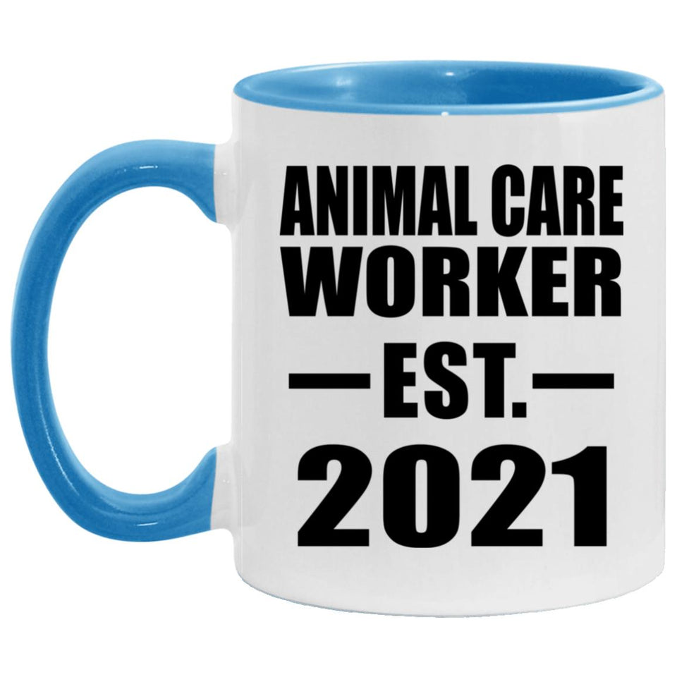 Animal Care Worker Established EST. 2021 - 11oz Accent Mug Blue