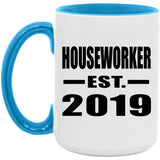 Houseworker Established EST. 2019 - 15oz Accent Mug Blue