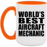 World's Best Aircraft Mechanic - 15oz Accent Mug Orange