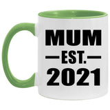 Mum Established EST. 2021 - 11oz Accent Mug Green