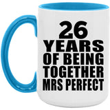 26th Anniversary 26 Years Of Being Mrs Perfect - 15oz Accent Mug Blue