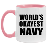 World's Okayest Navy - 11oz Accent Mug Pink