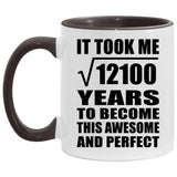 110th Birthday Took Square Root of 12100 Years To Awesome - 11oz Accent Mug Black