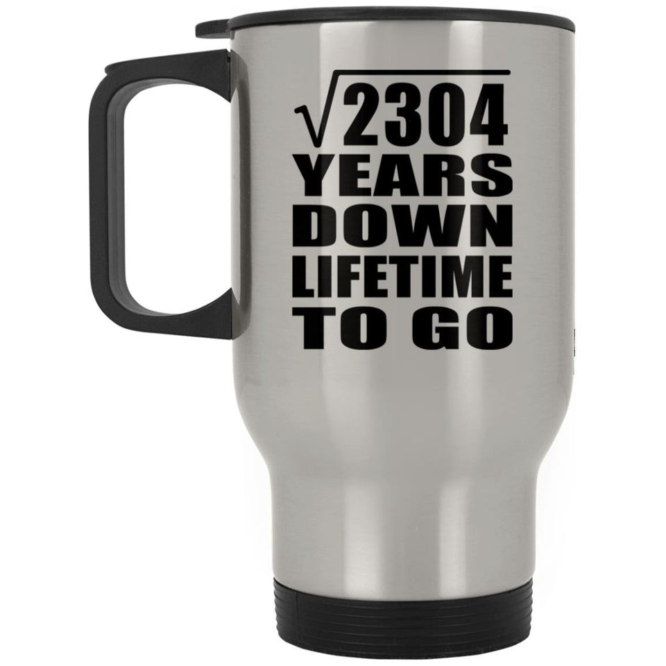 48th Anniversary Square Root of 2304 Years Lifetime To Go - Silver Travel Mug