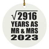 54th Anniversary Square Root of 2916 Years As Mr & Mrs 2023 - Circle Ornament