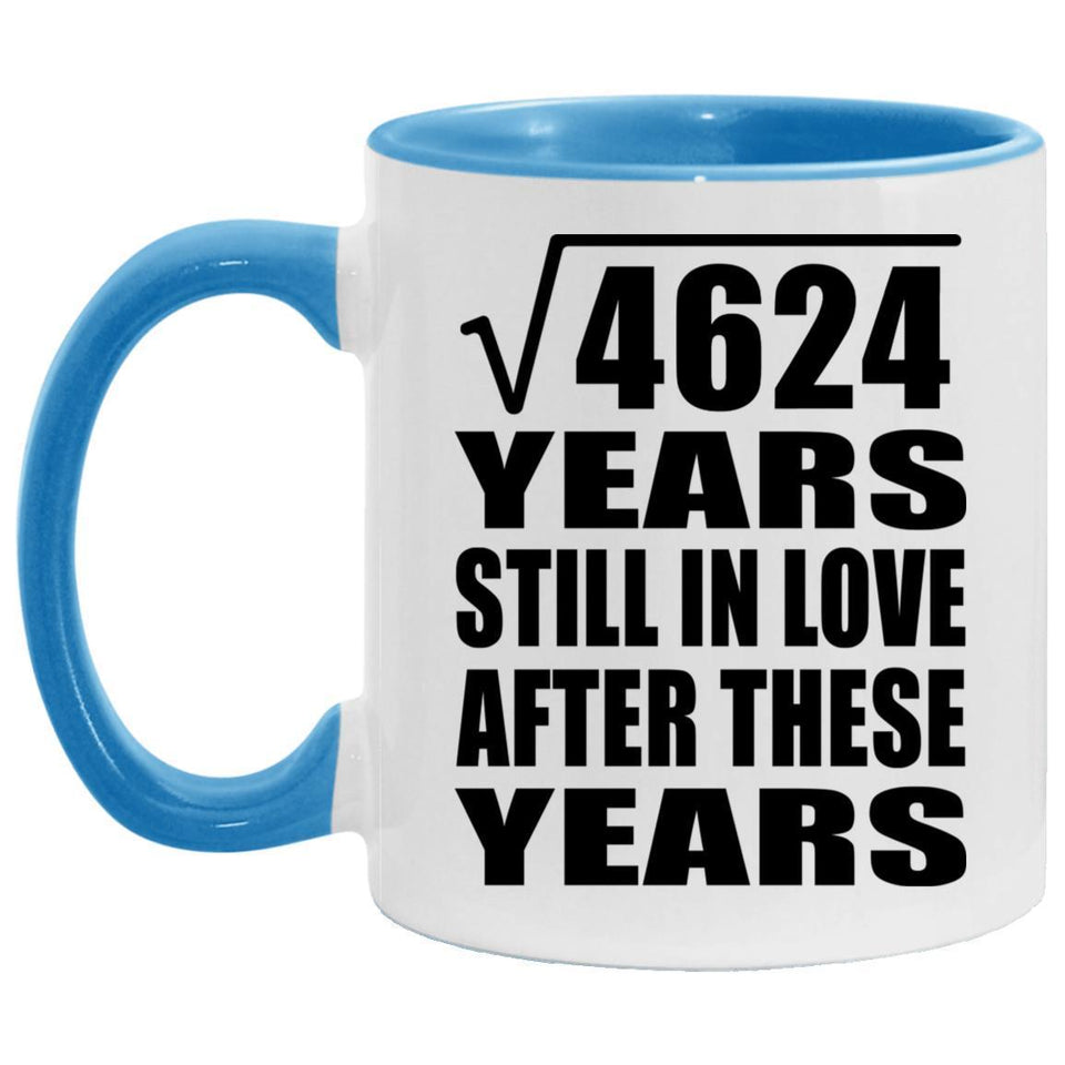 68th Anniversary Square Root of 4624 Years Still In Love - 11oz Accent Mug Blue