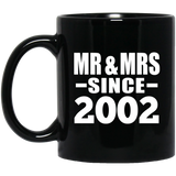 22nd Anniversary Mr & Mrs Since 2002 - 11 Oz Coffee Mug Black